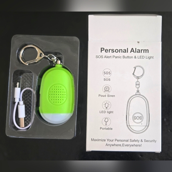 None Other - 3/$15 Stocking Stuffer Keychain Portable Personal Alarm w/ LED Light Green NWT